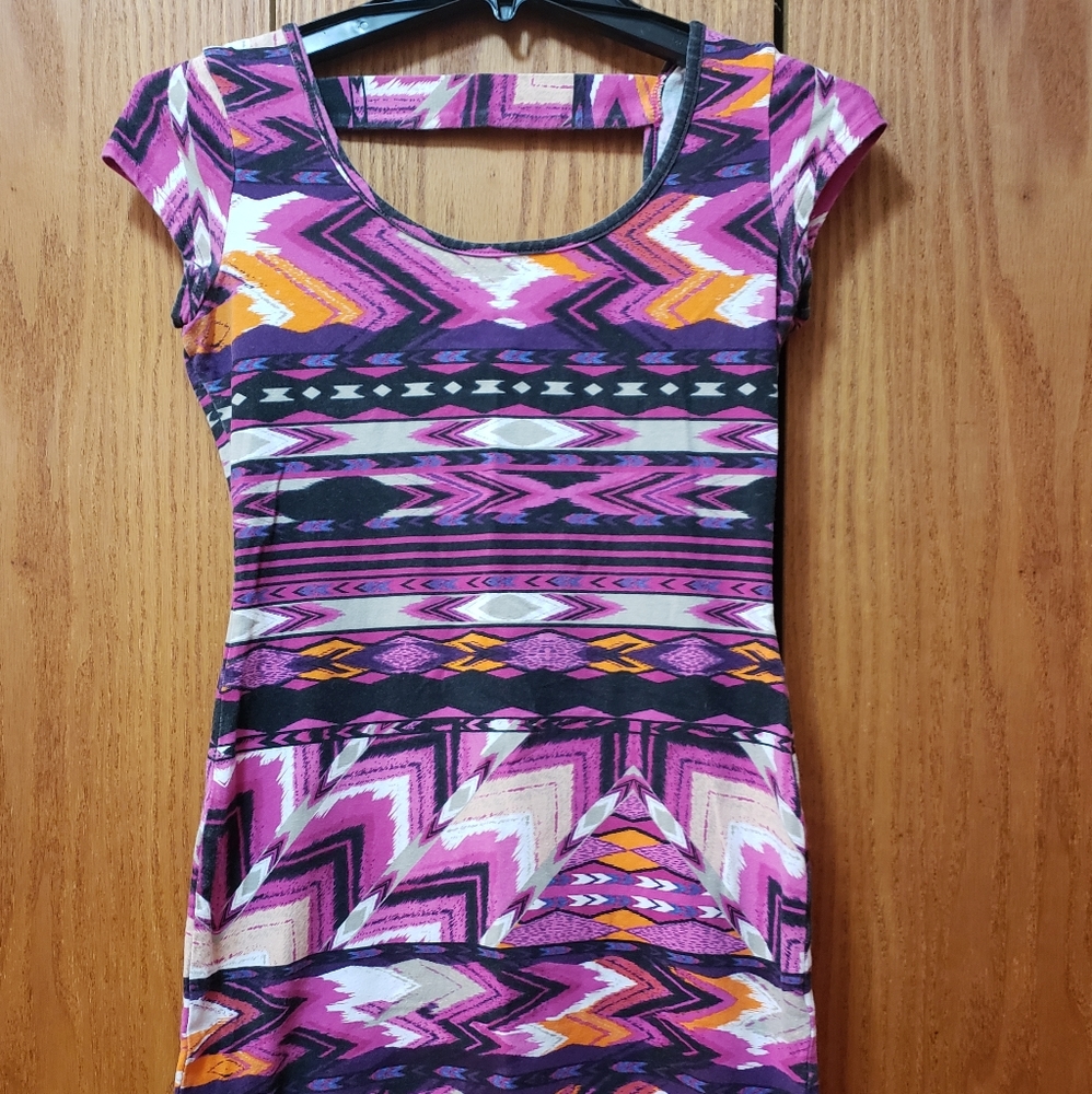 Purple multicolored mini dress
